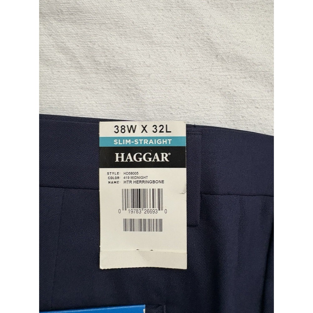 NEW Haggar Men's All Day Comfort Slim Straight Fit Pants Navy Men's Size 38 X 32 - Picture 5 of 12